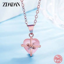 ZDADAN 925 Sterling Silver Pink Crystal Necklace Chain For Women Jewelry Gift Accessory 2024 - buy cheap
