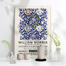 Azul marinho william morris museu exposição retro cartaz nórdico floral arte pintura da parede impressão padrão planta decoração casa presente 2024 - compre barato