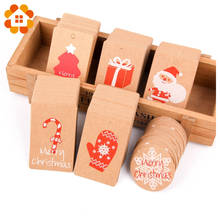 50 unids/lote etiquetas de papel impresas de colores de Feliz Navidad etiquetas de manualidades DIY regalos caja de embalaje decoración serie de Navidad suministros de decoración 2024 - compra barato