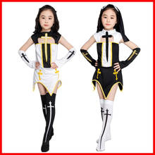 Disfraz de hermana de la monja blanca y negra para niños, uniforme de la Virgen María, vestido de fiesta de Cosplay para Halloween, horquilla, guantes y medias 2024 - compra barato