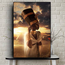 Black and Gold  African Woman Sunset Canvas Oil Painting Posters Prints Quadros Wall Art Picture  For Living Room Decor Cuadros 2024 - buy cheap