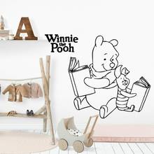 Book Room Wall Stickers Cartoon Character Bear Pig Vinyl Library Home Decoration Wall Decals Children Bedroom Adornment Y824 2024 - buy cheap