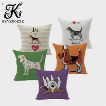 Simple Printed Animal Decorative Pillowcase Color Printing Beagle Linen Home Bedroom Pillow Car Back Pillowcase Pugs45*45CM 2024 - buy cheap