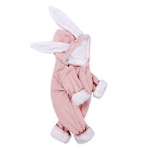 2020 Cute Rabbit Ears Zipper Hooded Baby Romper Infant Boys Girl Long-sleeved Jumpsuit Plus Velvet Toddler Child Clothes Kid Set 2024 - buy cheap