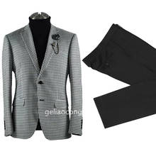 Terno masculino estilo casamento com desenho de ferro, blazer preto (jaqueta + calça) 2024 - compre barato