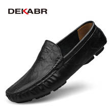 Мужские мокасины на плоской подошве DEKABR, черные повседневные лоферы из натуральной кожи, без застежки, обувь на лето 2019 2024 - купить недорого