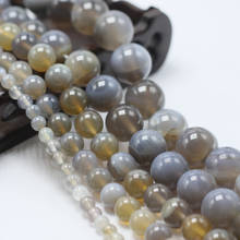 4/6/8/10/12/14mm Natural Stone Beads Agates Round Beads Ball Gray Stripe DIY Necklace Bracelet Jewelry Making 2024 - buy cheap