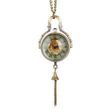 Часы кварцевые со стеклянным карманным циферблатом, ретро-часы в стиле стимпанк, с перфорацией, с ручным заводом, с кулоном на ожерелье, подарок для женщин 2024 - купить недорого
