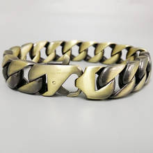 Pulseira vintage unisex de bronze fosco, bracelete de aço inoxidável 316l, 15mm, jóias de hip hop 2024 - compre barato