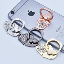 360 Degree Diamond Heart-shaped Double Love Metal Ring Buckle Diamond-mounted Mobile Phone Universal Ring Bracket Phone Holders 2024 - buy cheap