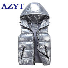 Жилет AZYT женский с капюшоном, блестящий хлопковый пуховик без рукавов, теплая зимняя куртка, новинка 2020 2024 - купить недорого