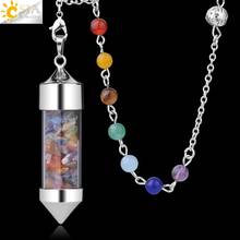CSJA 7 Chakra Wishing Bottle Crystals Pendulum Reiki Natural Chip Stone Pendant Necklace for Women Men Divination Amulet F976 2024 - buy cheap