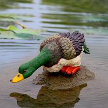 Simulación de jardinería al aire libre, artesanía de animales, adornos de resina para agua potable, pato, piscina, parque, escultura, decoración, estatua para patio 2024 - compra barato