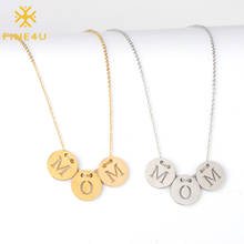 FINE4U N568 Stainless Steel Round Coin Pendant Necklace Hollow Letter MOM for Mother's Day Gift 2024 - buy cheap