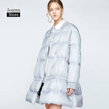 Winter Jacket Women Solid Silver White White Down Coat Thickened Loose Round neck Long Parka Korean Style Veste Femme Plus Size 2024 - buy cheap