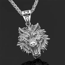 Collar de cabeza de Lobo celta vikingo para hombre, colgante de acero de titanio con forma de Animal con cadena, joyería de plata antigua, regalos de moda 2024 - compra barato