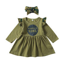 Сезон весна-осень; Для девочек в возрасте от года до трёх платье серо-зеленого цвета с принтом в виде букв, с длинными рукавами, Повседневное платье, одежда 2024 - купить недорого
