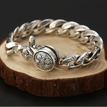 S925 sterling silver big vintage trend wild vajra bracelet men Thai silver six-character mantra bracelet male jewelry 2024 - buy cheap