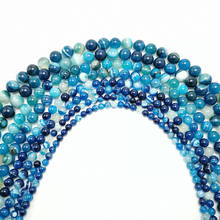 Natural pavão azul zircão listra ágata redonda solta grânulos para pulseira colar jóias fazendo 6 8 10 12 14 mm 2024 - compre barato