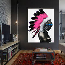 Abstract graffiti feather women canvas print wall art poster mural home wall decoration for modern living room 2024 - buy cheap