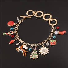 Hot Christmas Gift Charm Bracelet Pulseras Elk, cane snowflake Christmas tree, stockings charms gold color women bracelet femme 2024 - buy cheap