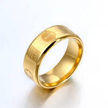 Мужское кольцо крест Иисуса золотого цвета из нержавеющей стали молитва христианские кольца для женщин/мужчин Религиозные ювелирные изделия Лиги 2019 2024 - купить недорого