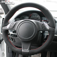 Shining wheat Black Suede Car Steering Wheel Cover for Porsche Cayenne Panamera 2010- 2011 2024 - buy cheap