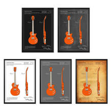 Vintage Gibson Les Paul 1955 Guitar Colourised Patent Blueprint Poster Canvas Painting Print Wall Décor Living Home Art 2024 - buy cheap