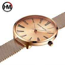 Relógio de quartzo movimento japonês, design simples para mulheres, pulseira de aço inoxidável curvada com rosto de ouro rosa, relógios de pulso para mulheres, dropshipping 2024 - compre barato