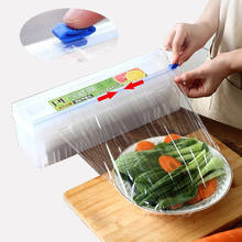 Plastic Food Wrap Dispenser With Slide Cutter Adjustable Cling Film Cutter Preservation Foil Storage Box With Suction Bottom 2024 - buy cheap