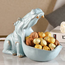 Modern Creative Hippo Resin Sculpture Figurine Big Mouth Key Candy Container Home Office Desktop Decoration Accessories Indoor 2024 - buy cheap