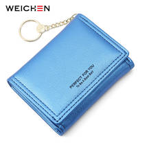 WEICHEN Key Chain Designer Trifold Small Wallets Women's Card Holder Candy Color Pu Leather Female Wallet Ladies Purse 2024 - buy cheap