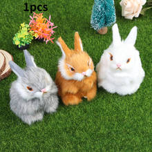 1pcs Mini Cute Rabbits Plush Toys Fur Lifelike Animal Easter Bunny Simulation Rabbit Toy Model Birthday Gift Rabbit Doll 2024 - buy cheap