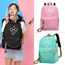 Модный холщовый рюкзак для девочек-подростков с USB-зарядкой и надписью 2024 - купить недорого