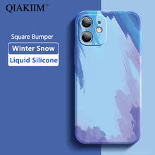 Capa de silicone líquido para iphone, para iphone 11 pro max 12 mini x xr xs 8 7 6 plus se, capa em aquarela com gradiente quadrado, macia, tpu 2024 - compre barato