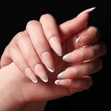 Stick on nails with design Water drop nails Simple silver onion nails White French false nails Nail patch TY 2024 - buy cheap