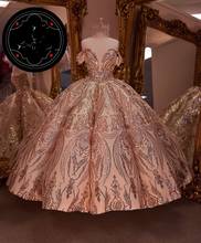 vestidos de 15 años Quinceanera Dresses with Rose Gold Sequin Applique Sweet 16 Dress Off the Shoulder Pageant Gowns 2024 - buy cheap