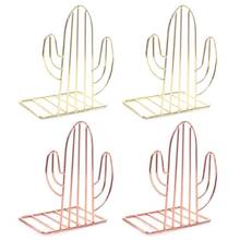 2 pcs/par criativo cactus em forma de metal bookends livro suporte de mesa organizador armazenamento titular prateleira 2024 - compre barato