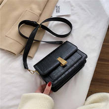 Women's solid color leather Messenger bag 2019 fashion stone pattern simple shoulder Messenger bag ladies mobile phone bag 2024 - buy cheap