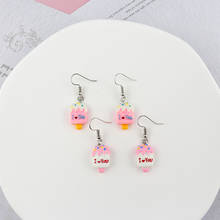 Mini pendientes de helado rosa para mujer, aretes inusuales para mujer, aretes creativos dulces y a la moda, joyería divertida 2021 2024 - compra barato