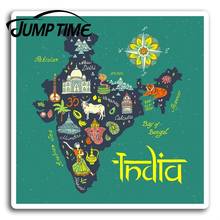 Jump Time   India Travel Map Flag Vinyl Stickers Sticker Laptop Luggage Waterproof Car Decal Window Bumper Auto Accessories 2024 - buy cheap