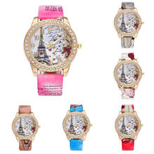 Женские наручные часы, винтажные часы с Эйфелевой башней, женские модные часы с кристаллами, кожаные кварцевые наручные часы, Zegarek Damski 2024 - купить недорого