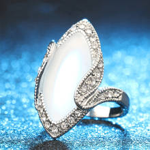 Роскошное модное большое овальное Опаловое кольцо, винтажные кольца из нержавеющей стали с белым кристаллом кошачий глаз для женщин, ювелирные изделия в подарок jz229 punk aenl 2024 - купить недорого