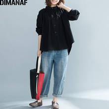 DIMANAF Women Blouse Shirt Ladies Tops 2021 New Linen Long Sleeve Female Clothes Vintage Solid Loose Cardigan Tunic dropshipping 2024 - buy cheap