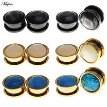 Miqiao 2pcs Stainless Steel Opal Earrings Ear Plug Expander Gauges Tunnel Oreja Studs Stretchers Saddle Fashion Piercing 6-25mm 2024 - buy cheap