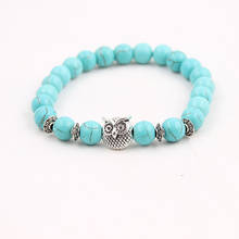 8mm Energy Weathered Agates Chakra Bracelet Yoga Owl Accessories Bracelet Turquoises Black volcanic stone Variety Choice 2024 - buy cheap