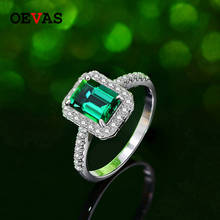 Oevas-anéis de casamento 100%, prata esterlina 8x6mm, esmeralda real, para mulheres, festa de noivado, estacionamento, joias finas para noiva, atacado 2024 - compre barato