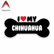 Aliauto Cartoon Car Sticker I Heart My Chihuahua Bone Vinyl Decals Cover Scratches for Infiniti Peugeot 308 Kia Rio ,16cm*2cm 2024 - buy cheap