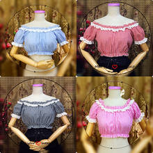 2020 Lolita Blouse Cotton Plaid Retro Ruffled Bottoming Shirt Japanese Bubble Sleeve Sweet Lolita Girls Victorian Dress SL2941 2024 - buy cheap