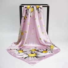 Bufanda cuadrada de seda para mujer, pañuelo grande con estampado de margaritas pequeñas que combina con todo, nuevo estilo, 90x90cm 2024 - compra barato